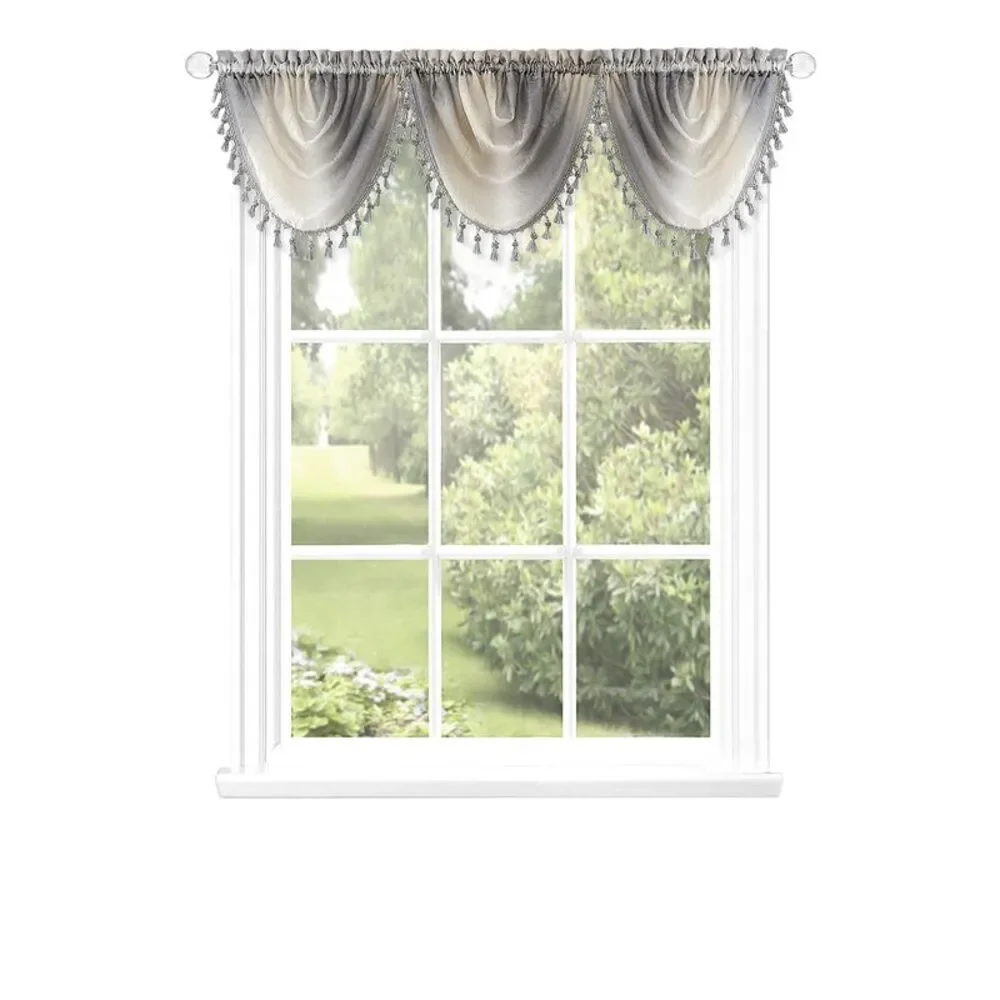 Woven Trends Window Curtains, Modern Semi-Sheer Drapes Window Valance, Silver,